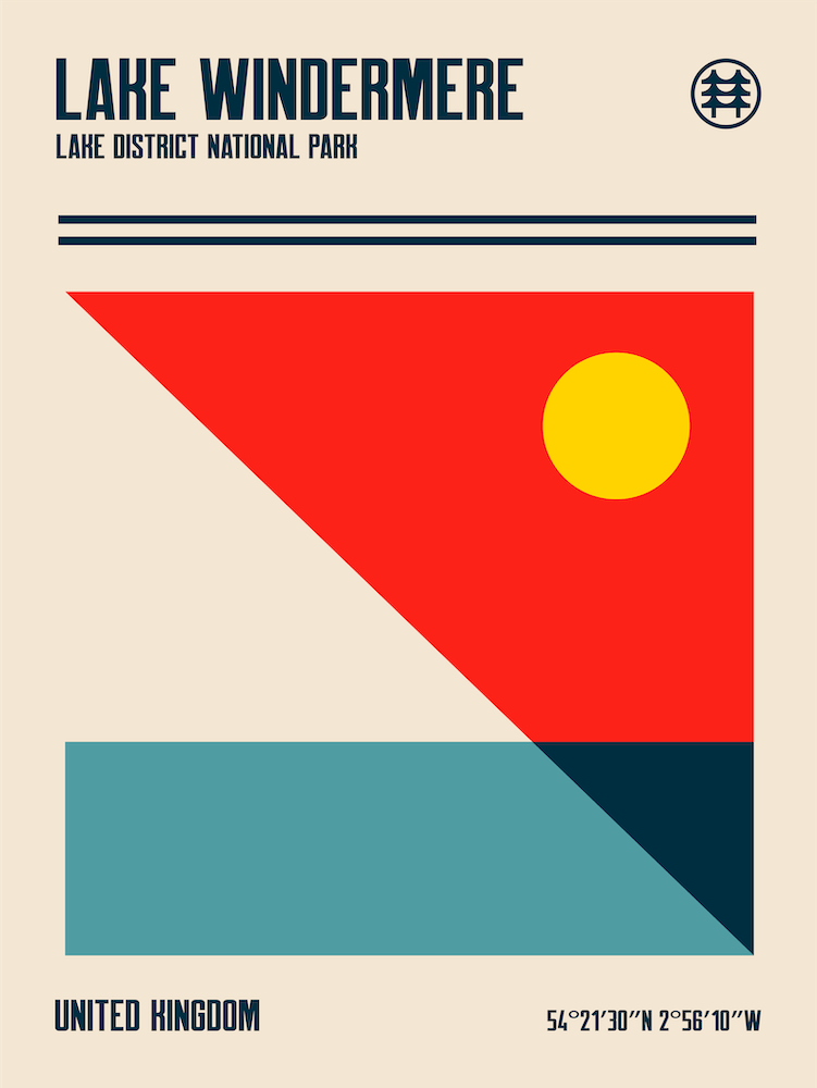 Lake Windermere National Park Retro Travel Print