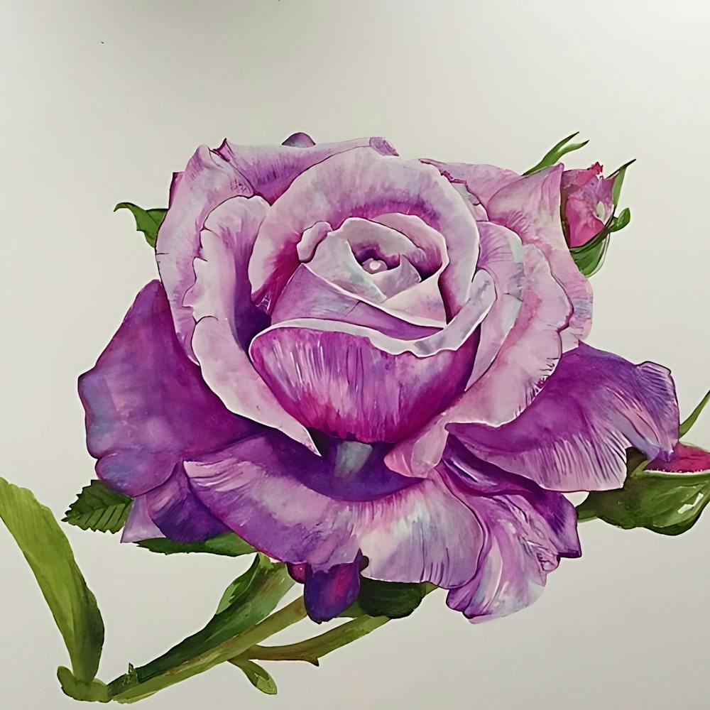 Purple Rose Watercolor Painting