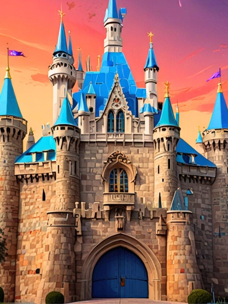 Disney Castle At Sunset