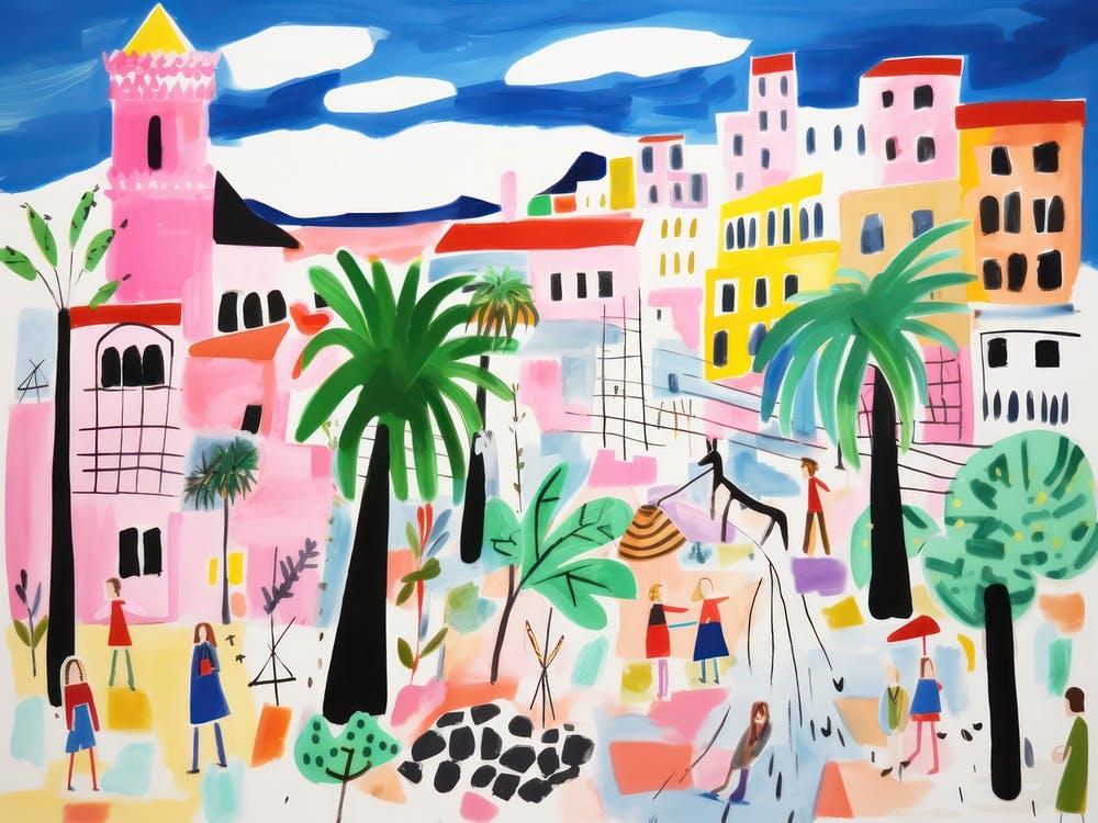 Genoa Italy Cute Watercolour Illustration 4