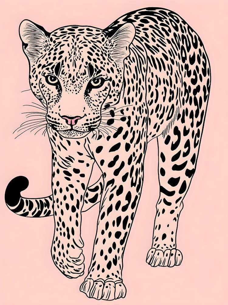 Leopard On A Pink Background