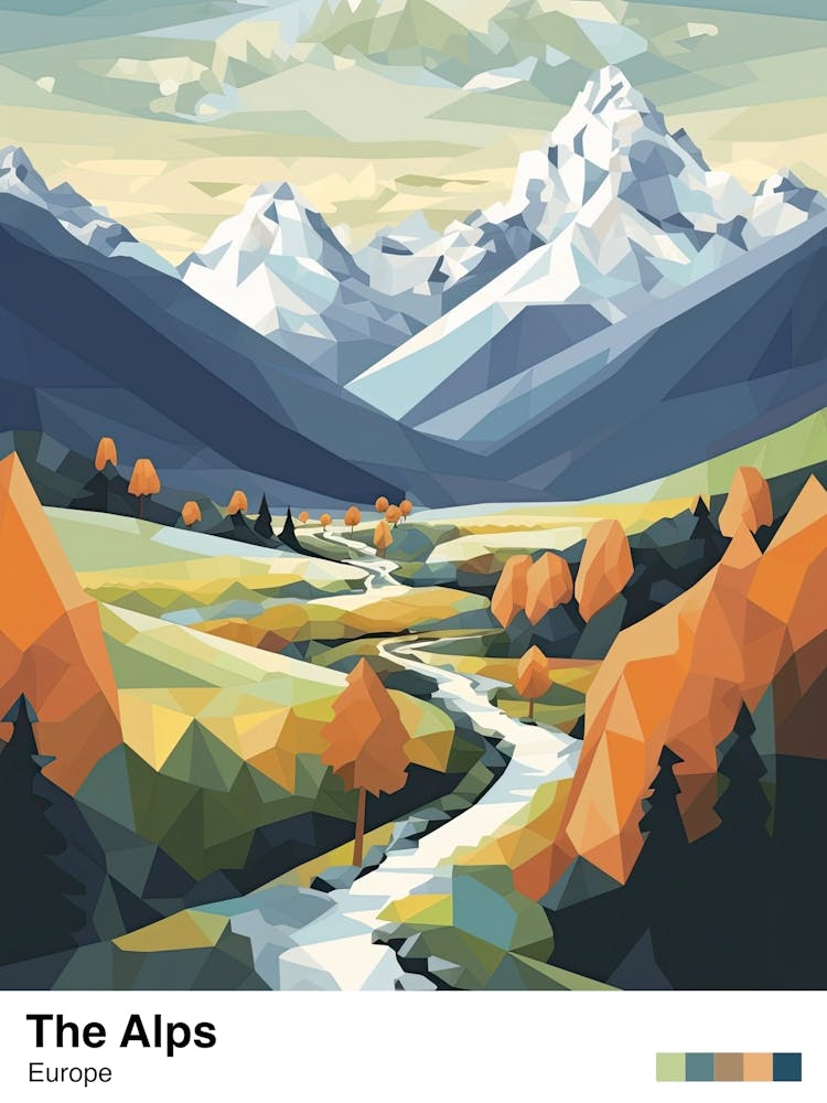The Alps   Geometric Vector Illustration 5 Poster