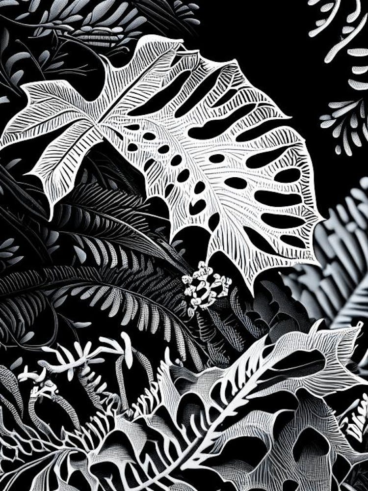 Chinese Holly Fern Linocut