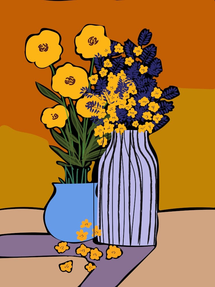 Flowers In A Vase Retro 1