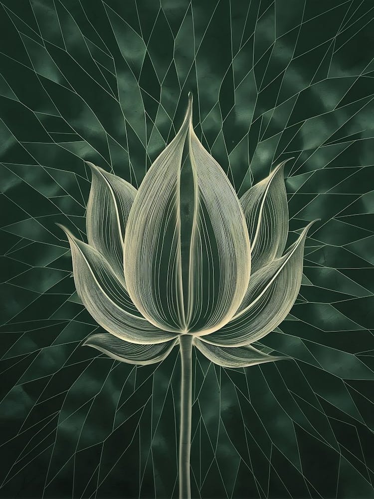 Lotus Abstract Art in Green
