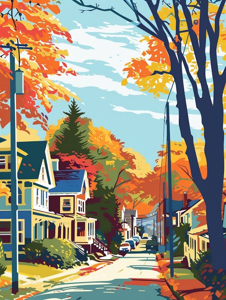 Belmont New York Bunte Siebdruck-Illustration 2