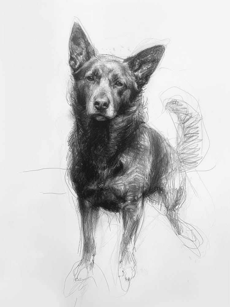 Norwegian Buhund Dog Charcoal Line 3