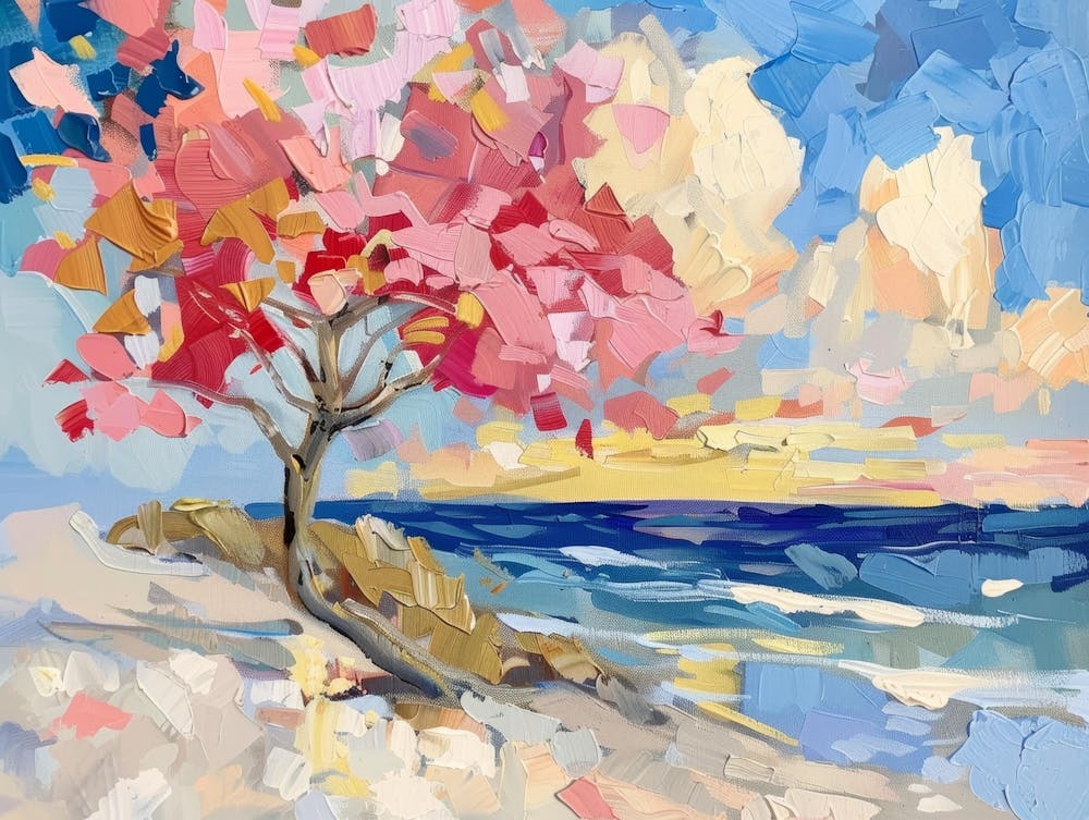 Pink Tree On The Beach 1