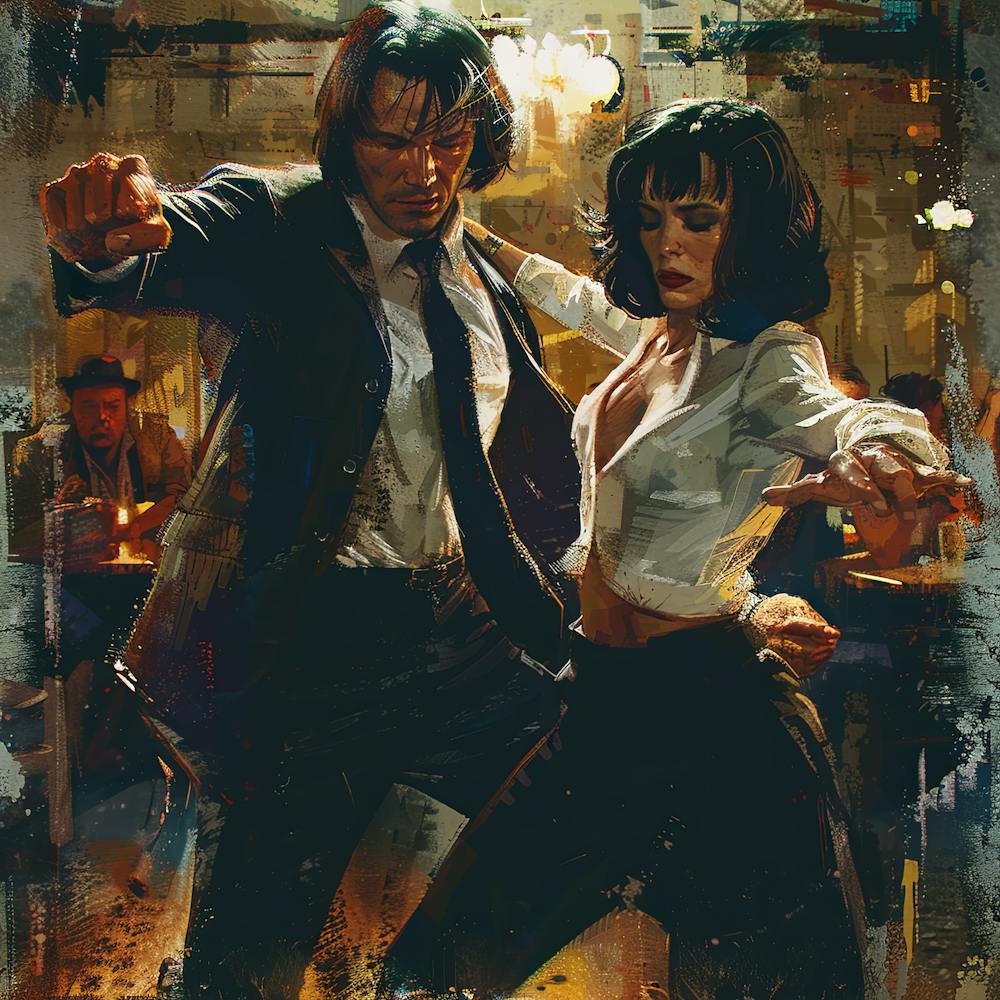 Pulp Fiction: Mia Wallace and Vincent Vega's twist contest at Jack Rabbit Slim's Scene