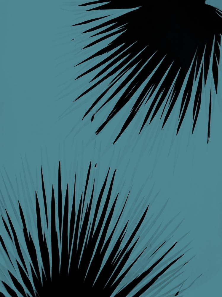 Black Teal palm leaves 2