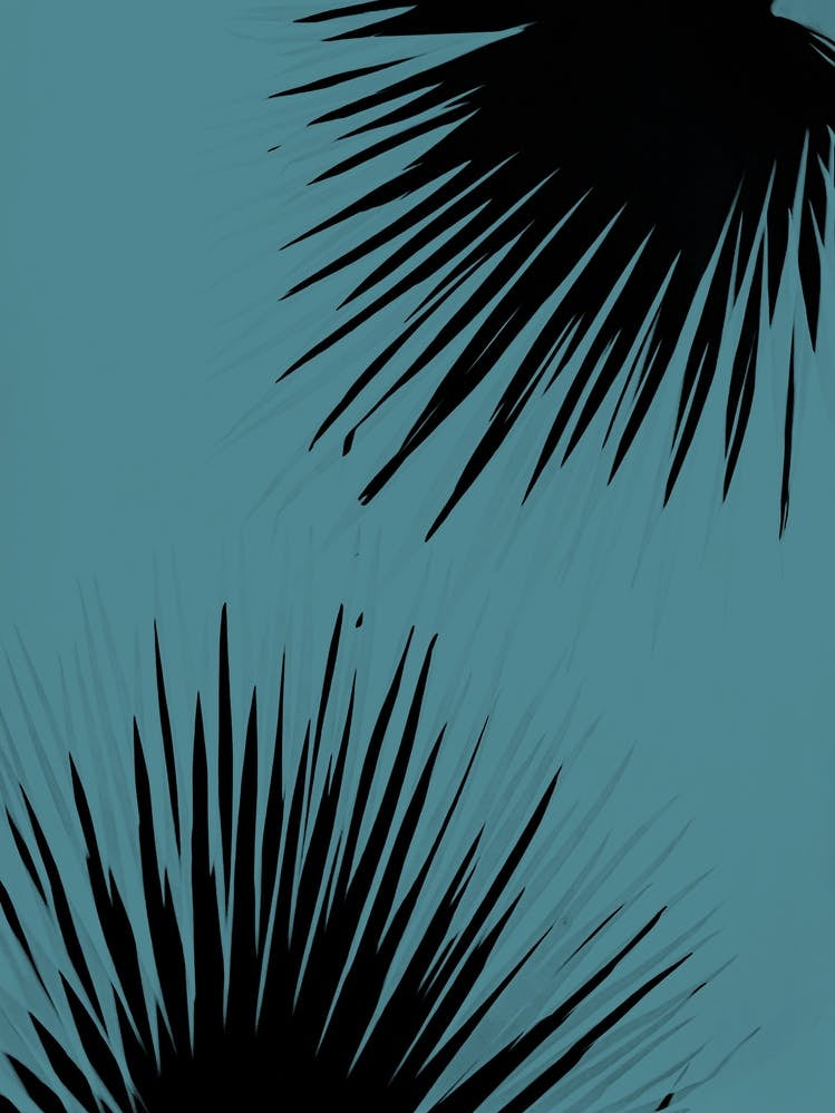 Black Teal palm leaves 2
