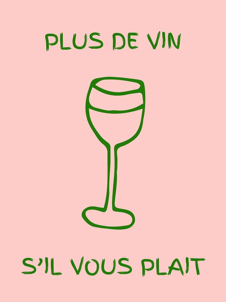 Wine Glass Kitchen Poster Pink & Green