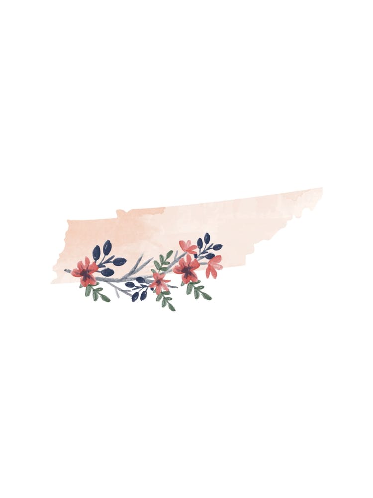 Tennessee Watercolor Floral State