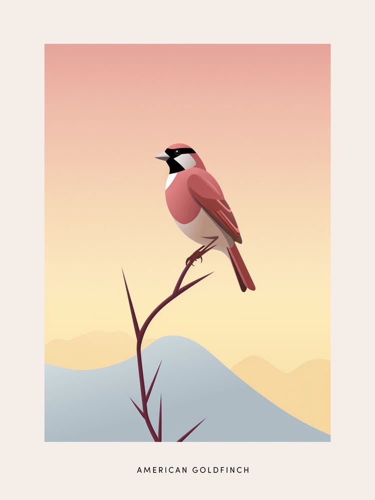 Affiche d'oiseau minimaliste Chardonneret Jaune 2