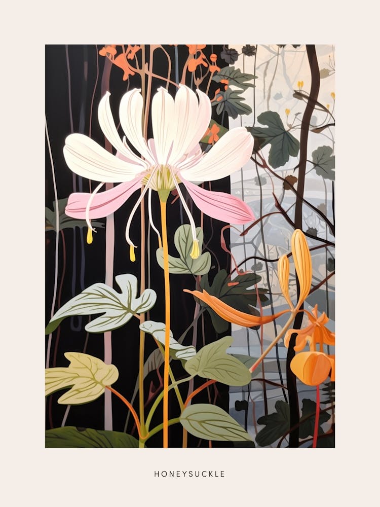 Flower Illustration Honeysuckle 4 Poster