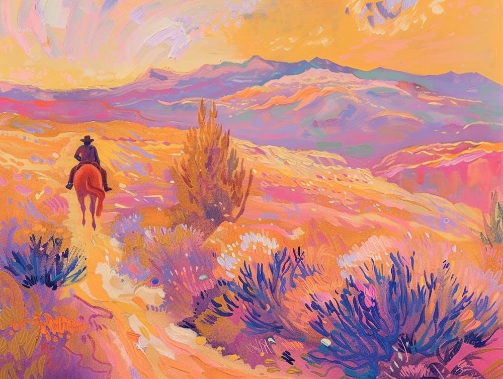 Cowboy Painting Sierra Nevada Mountains 5