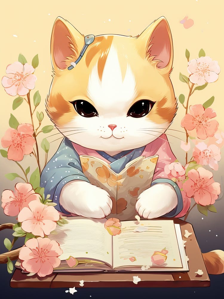 Kawaii Cat Drawings Writing 7