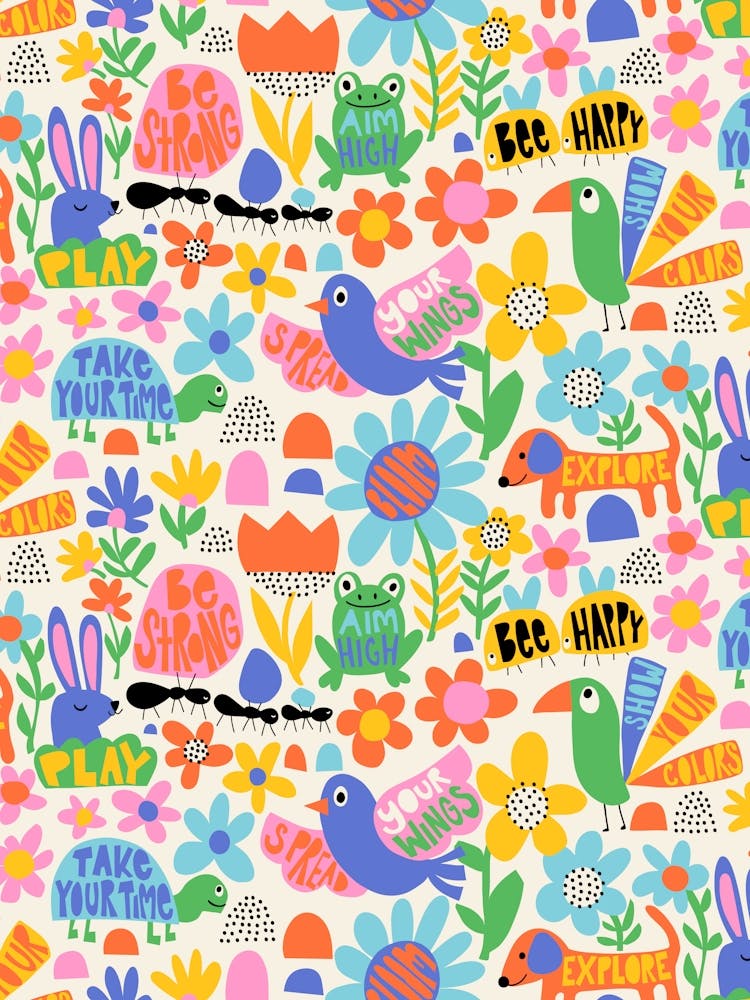 Cute Animals And Affirmations Bright Rainbow Kids