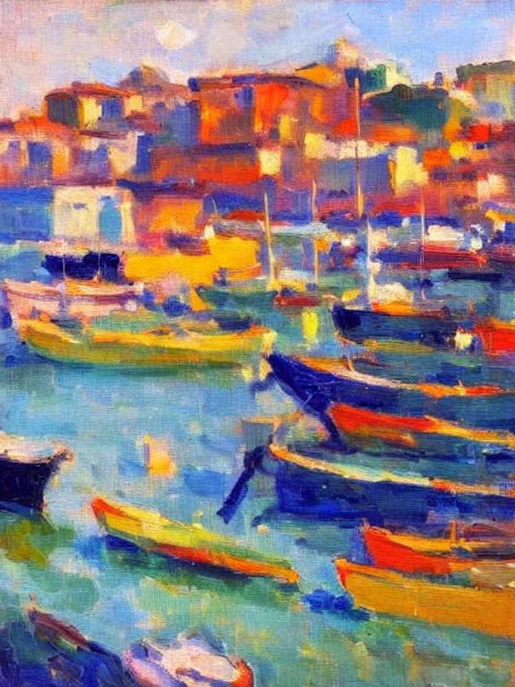 Port Of Palermo Italy Brushwork Painting harbour