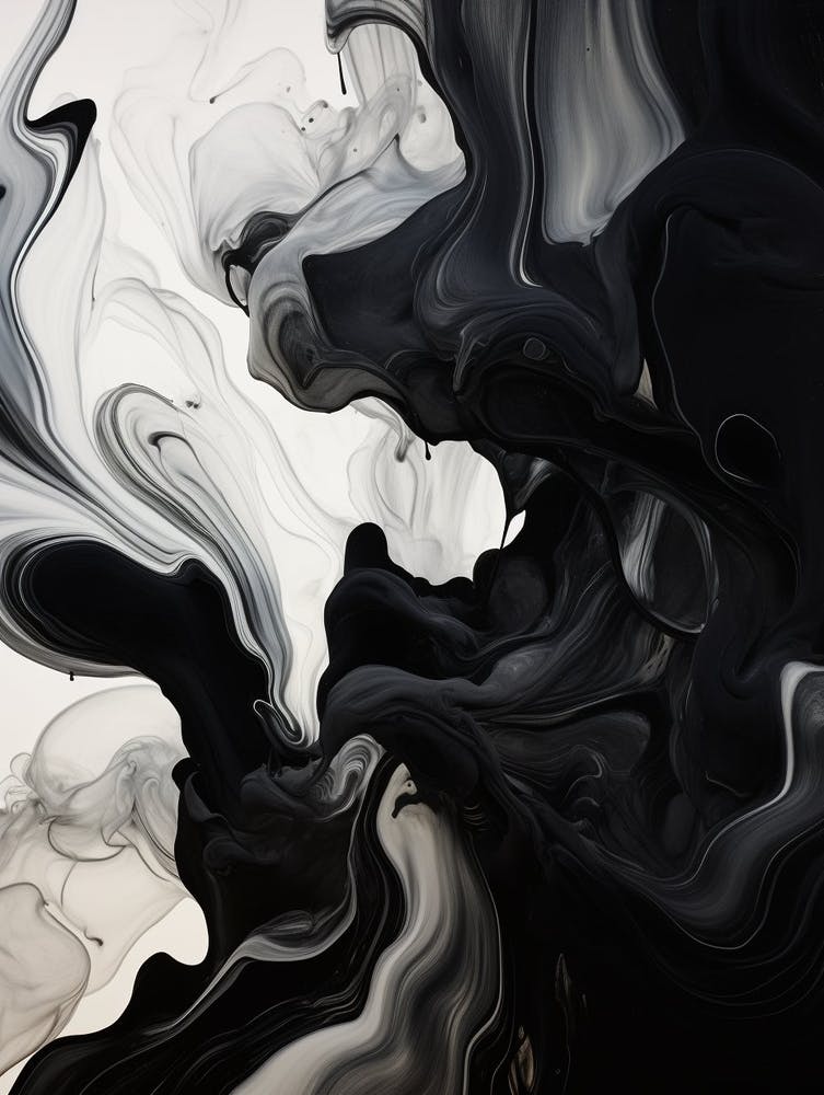 Fluidity Abstract Black And White 3