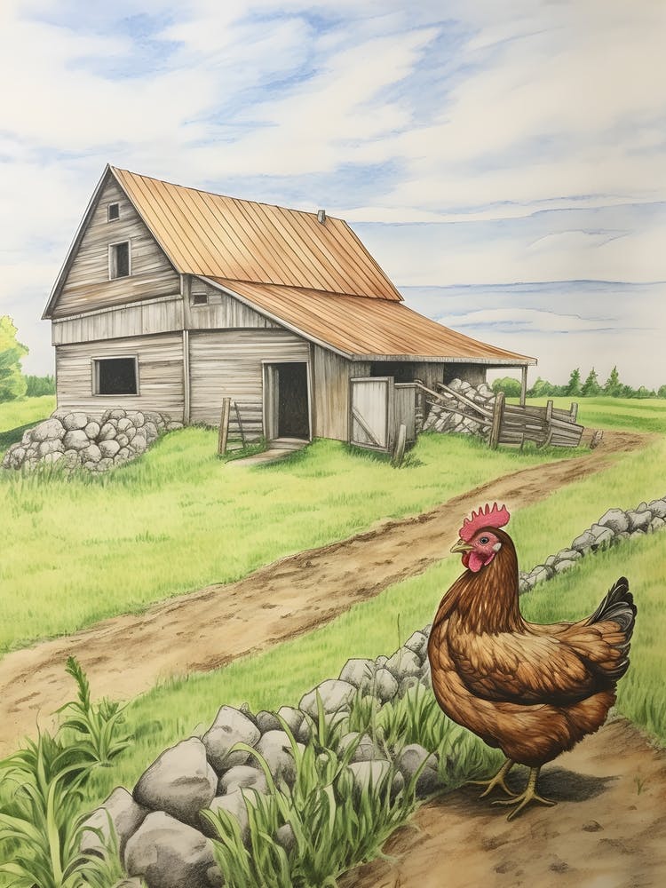 Huhn Vor Scheune