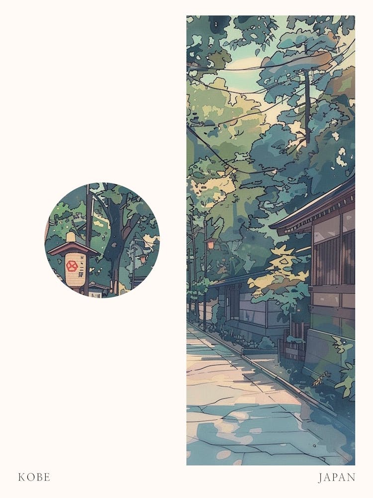 Kobe Japan 3 Cut Out Travel Poster