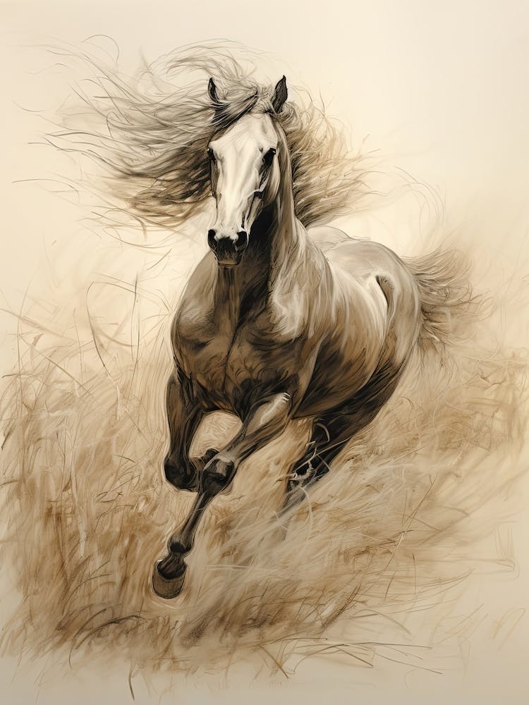 A Horse Painting In The Style Of Dry Brushing 2