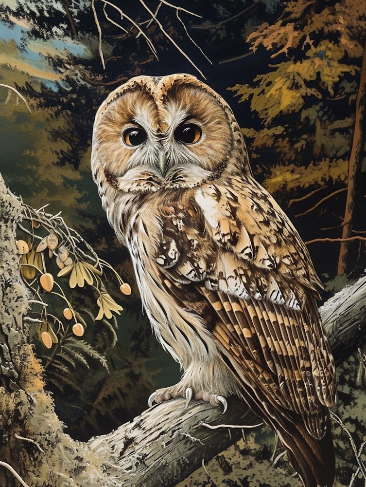 Chouette Masquée Illustration en Relief 3