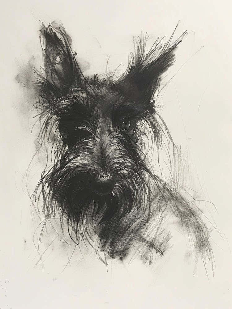 Skye Terrier Dog Charcoal Line 4