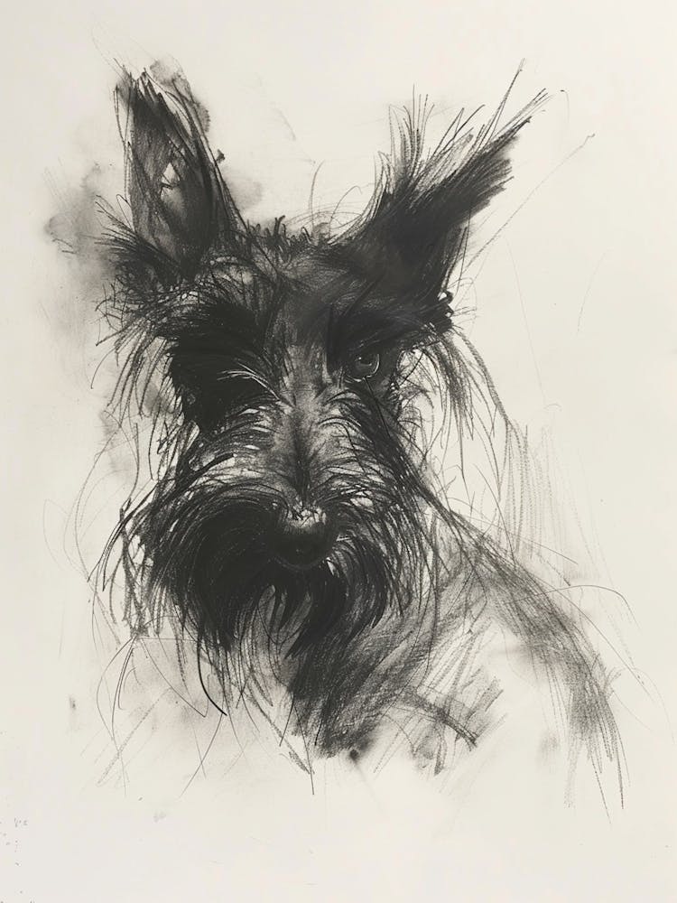 Skye Terrier Dog Charcoal Line 4