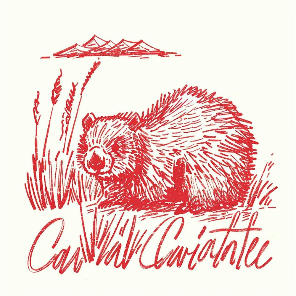 Beaver Drawing Red Canada
