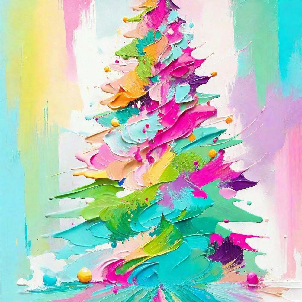 Oil Painting Of Christmas Tree
