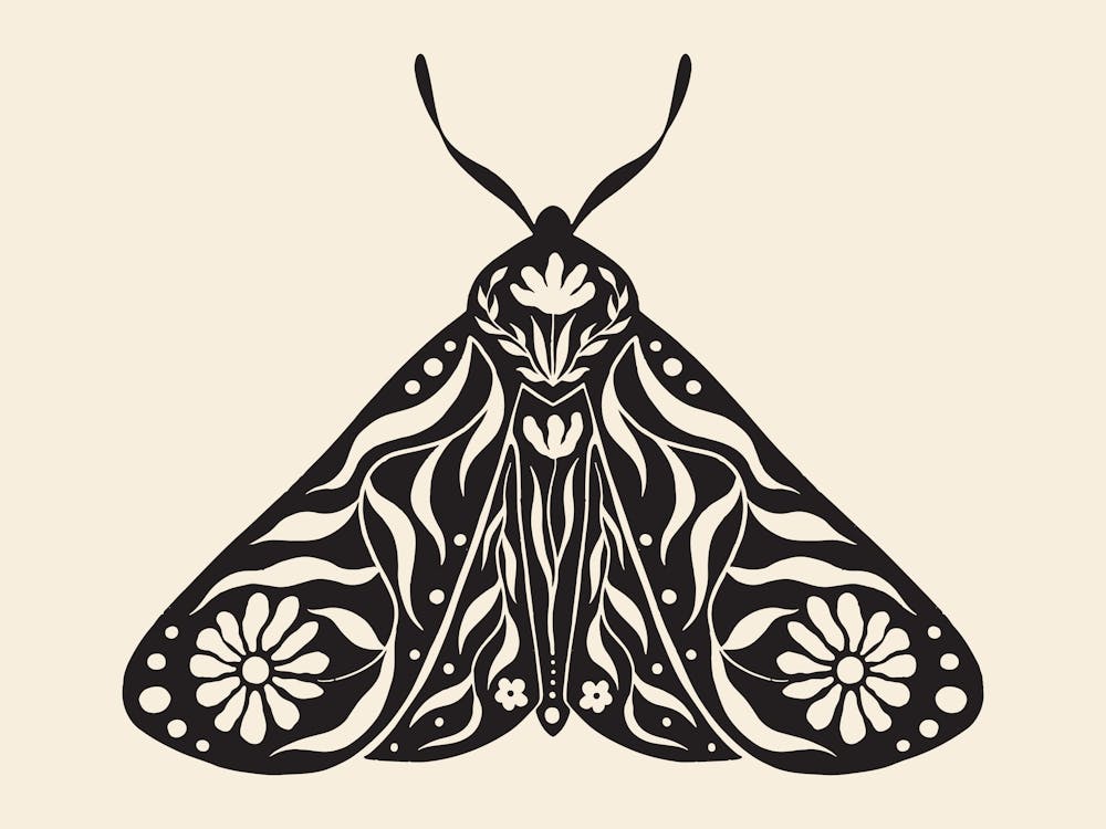 Folk Art Moth 03 - Ink