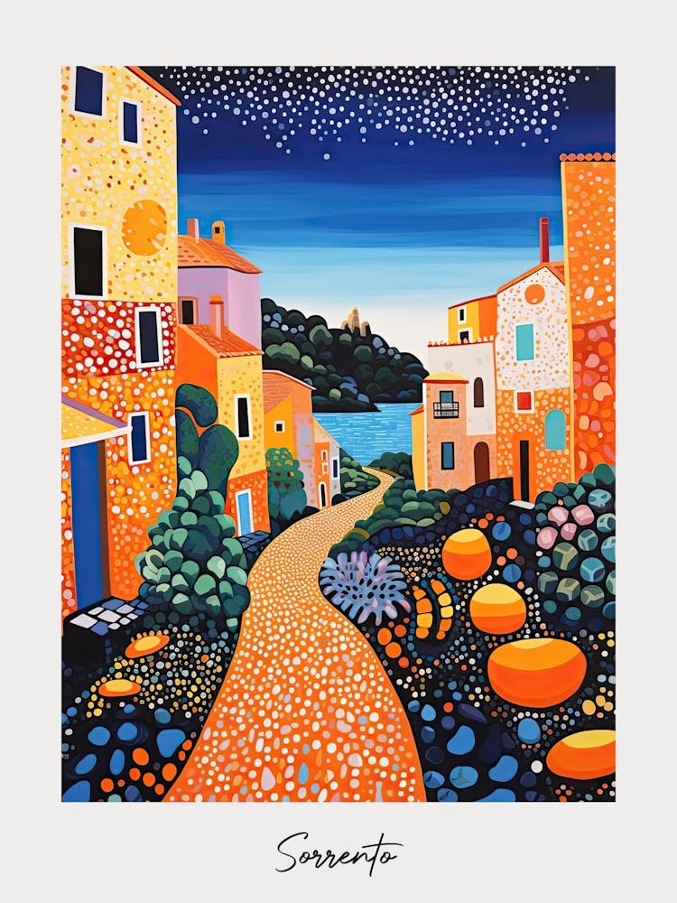 Poster Of Sorrento, Italy, Illustration In The Style Of Pop Art 1