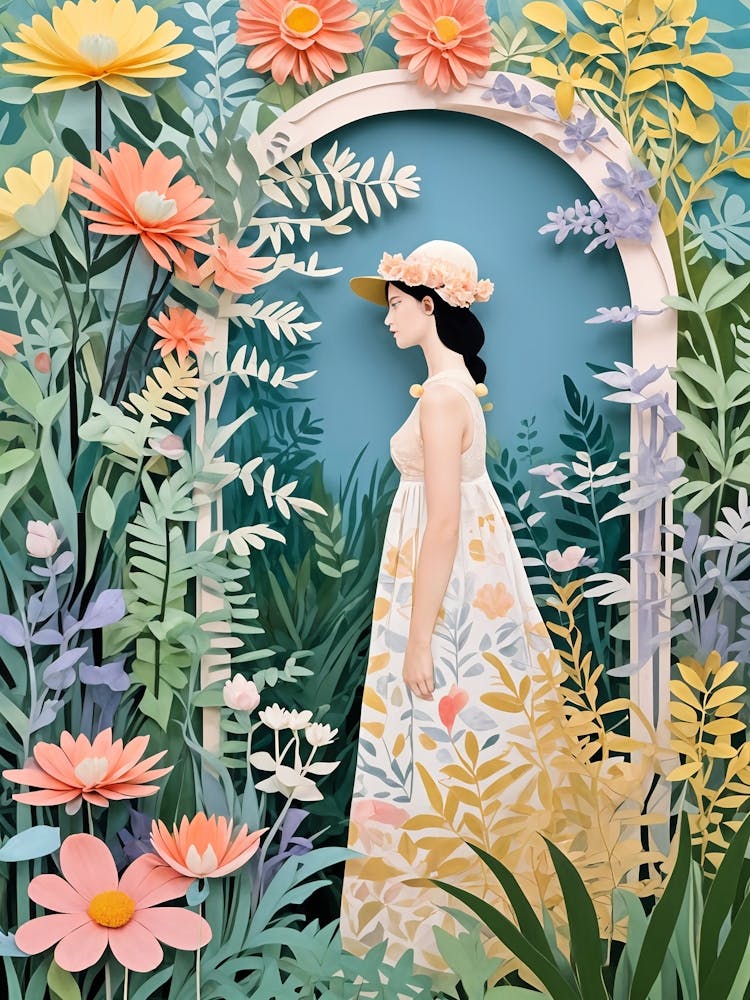 Papercut Woman In The Garden