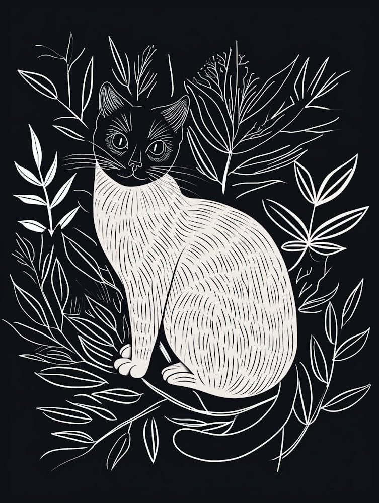 Siamese Cat Minimalist Illustration 3