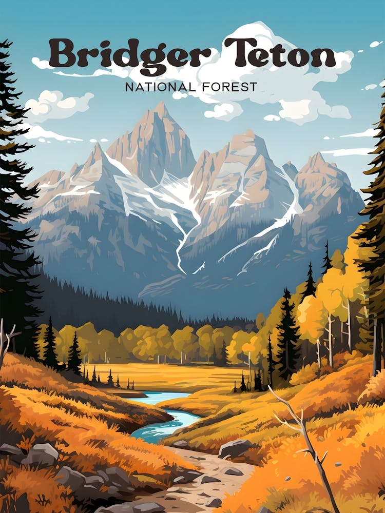 Bridger Teton National Forest Wyoming Camping Travel Art