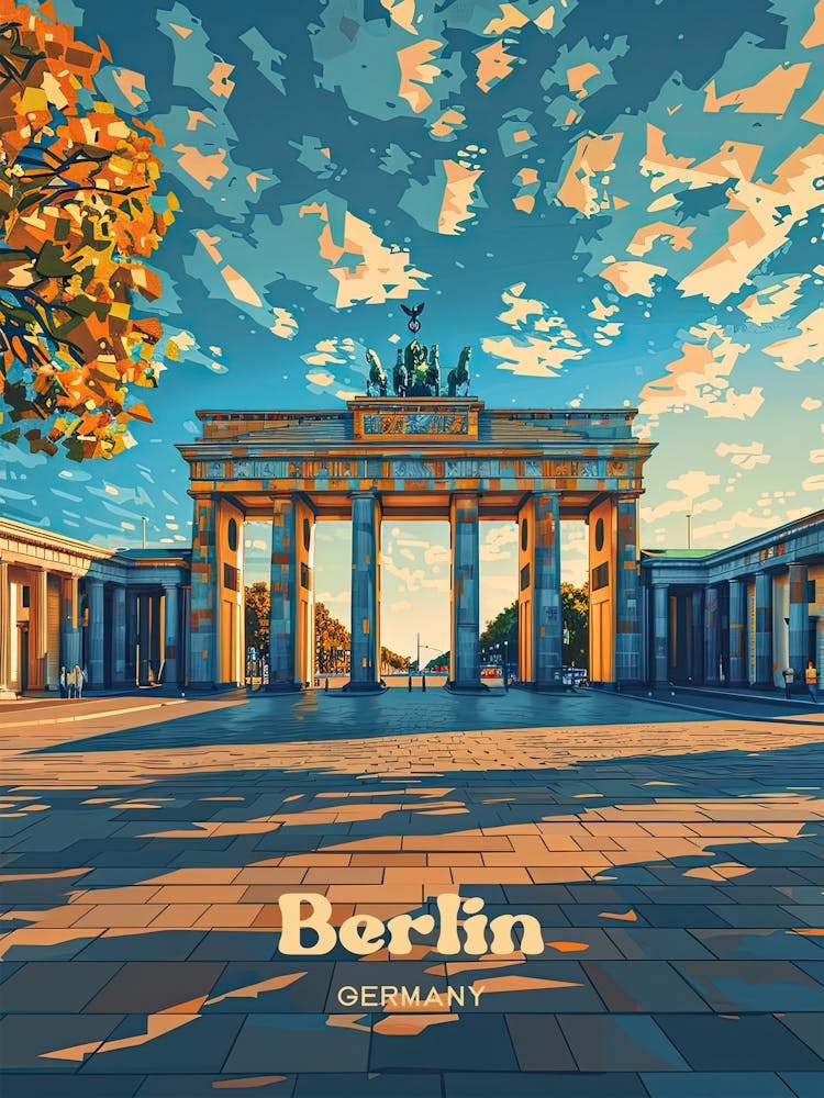 Berlin Germany Brandenburg Gate Art Illustration