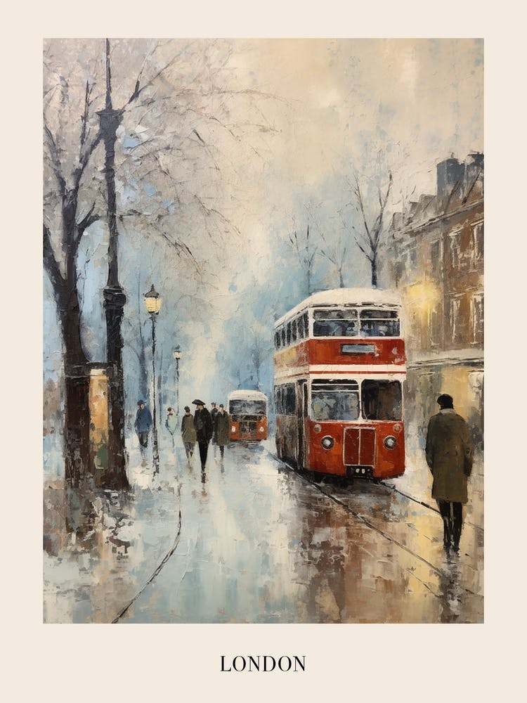 Vintage Winter Painting Poster London England 4