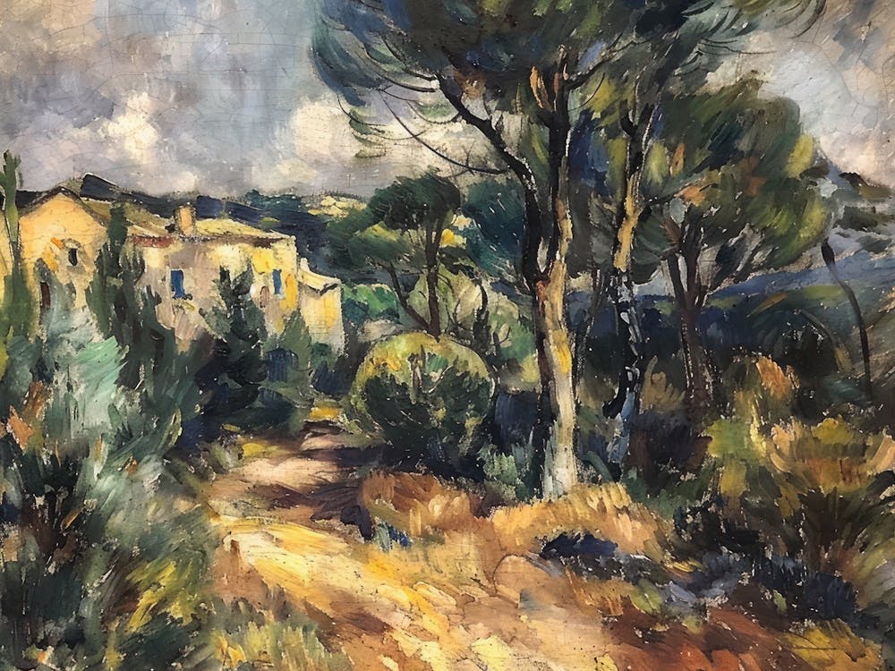 Vibrant Vineyards Painting Inspired By Paul Cezanne