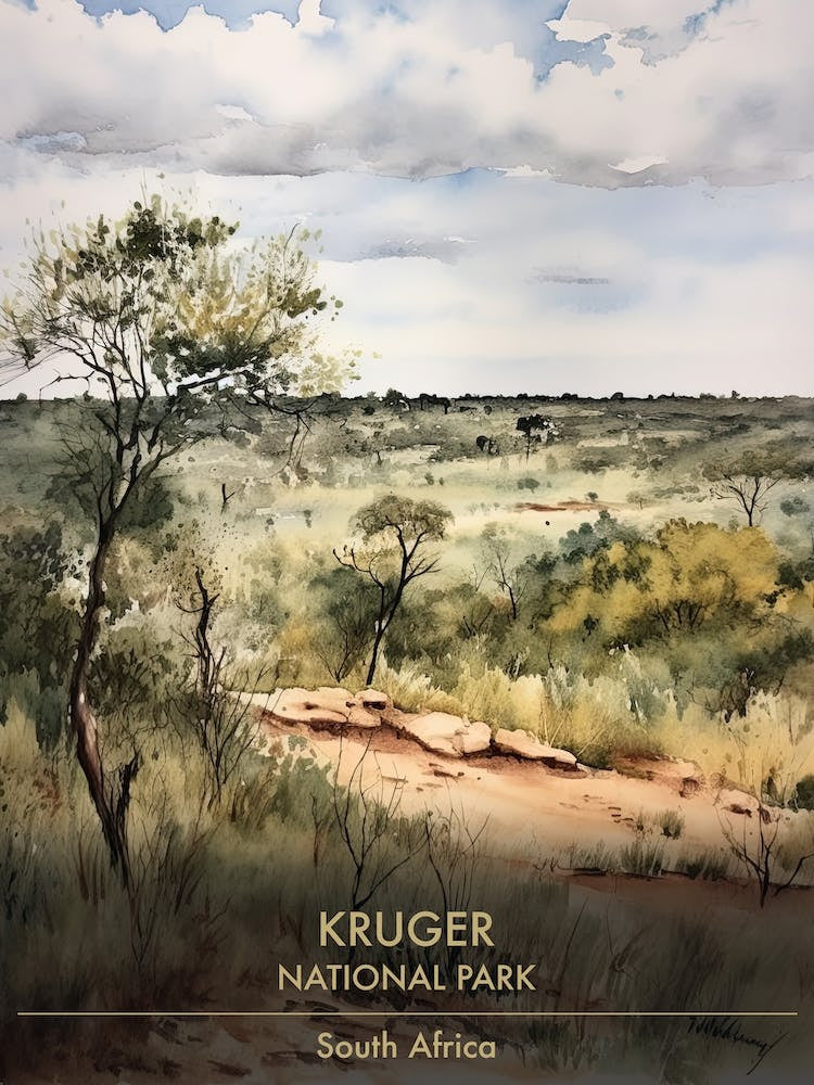 Kruger National Park South Africa Watercolour 1