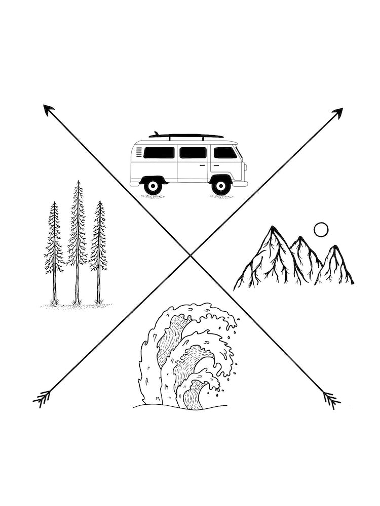 Travel Trees Waves Mountains