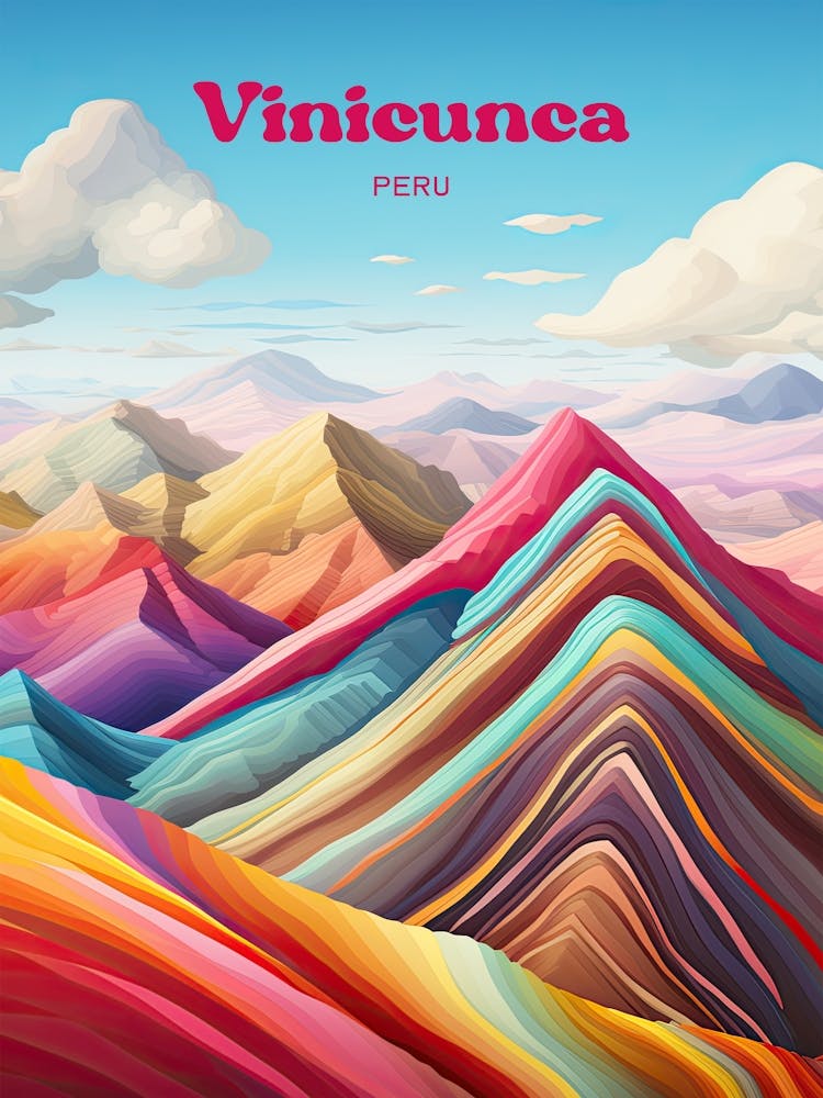 Vinicunca Tourist Destination Digital Travel Art
