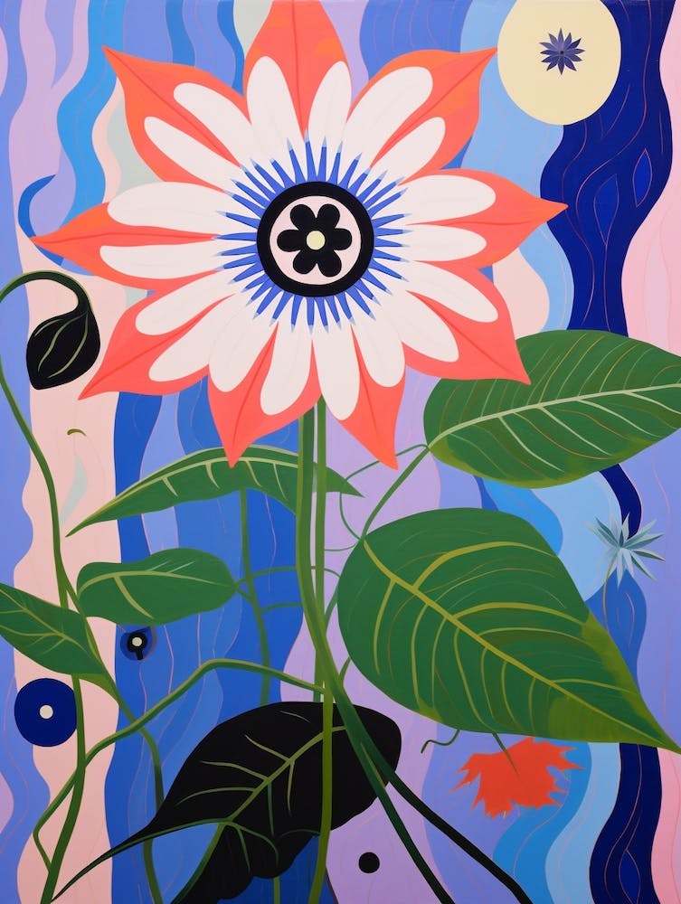 Passionflower 1 Hilma Af Klint Inspired Pastel Flower Painting