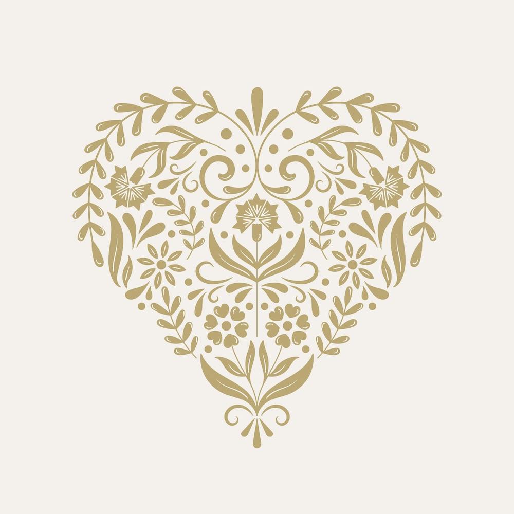 Folk Heart Gold Square