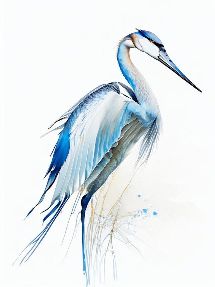 Blue Heron Aerial View Impressionistic 1