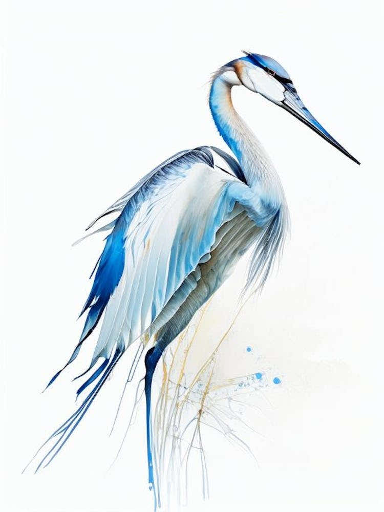 Blue Heron Aerial View Impressionistic 1