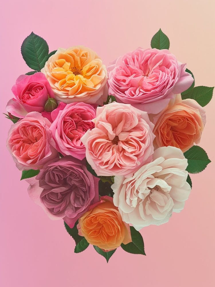 English Roses Painting Rose In A Heart 2