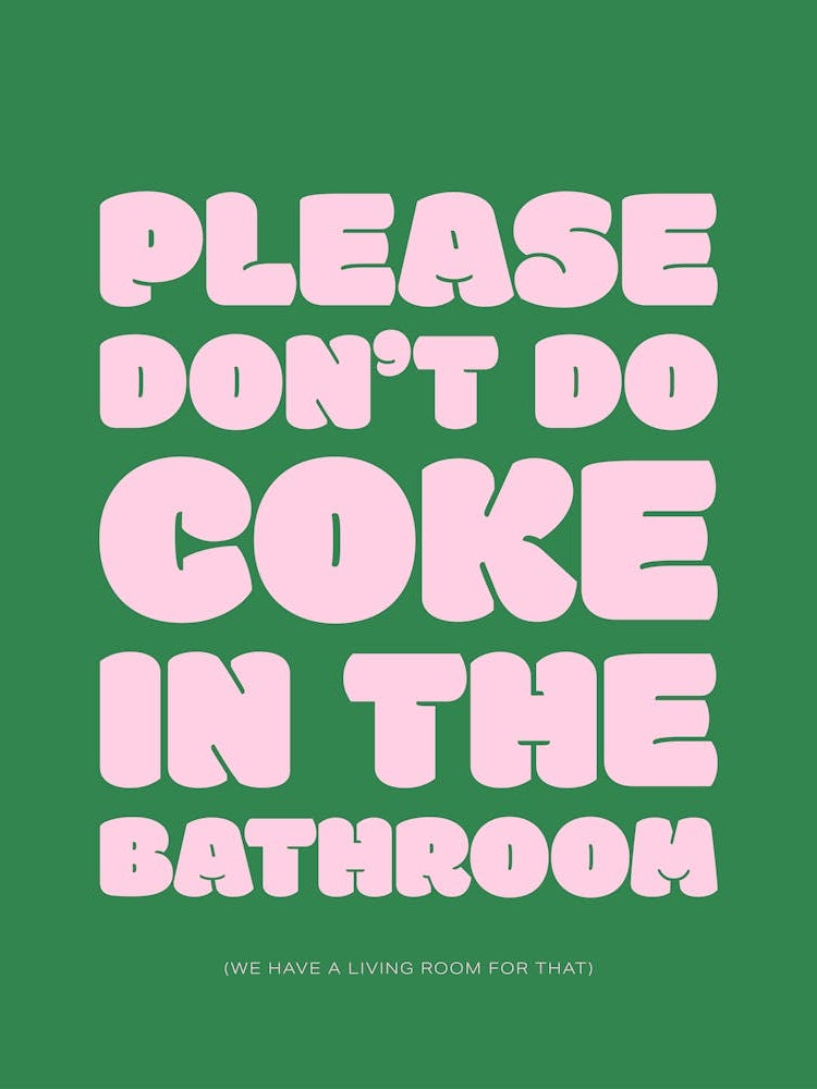 Please Don't Do Coke In The Bathroom - Green & Pink