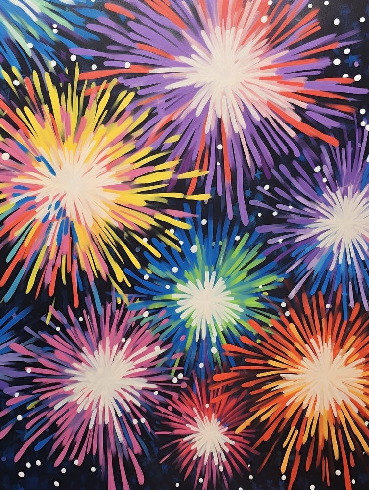 Fireworks Gouache Painting 3